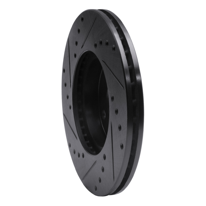 Ford Escort Brake Rotor (1) - Front Right - R1 Concepts - Drilled & Slotted - Black - `90-`03